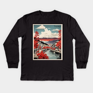 Toyama Japan Travel Vintage Tourism Poster Kids Long Sleeve T-Shirt